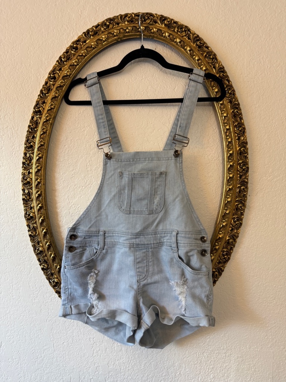 Light Blue Denim Short Overalls
